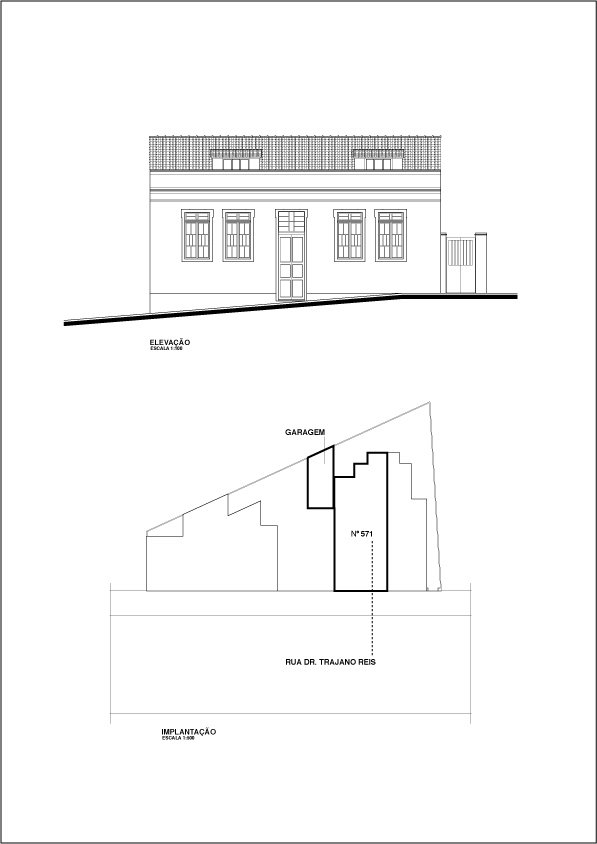 IMAGUIRE, M. R. G. I; STINGEN, F. Rua Dr. Trajano Reis, 571: Elevao e Implantao. Curitiba, 2006. 1 planta em 4 f. Reproduo em papel.