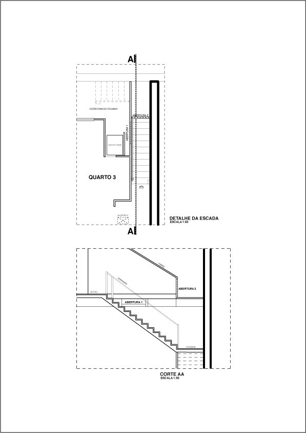 IMAGUIRE, M. R. G. I; STINGEN, F. Rua Dr. Trajano Reis, 571: Detalhe da escada e Corte AA. Curitiba, 2006. 1 planta em 4 f. Reproduo em papel.